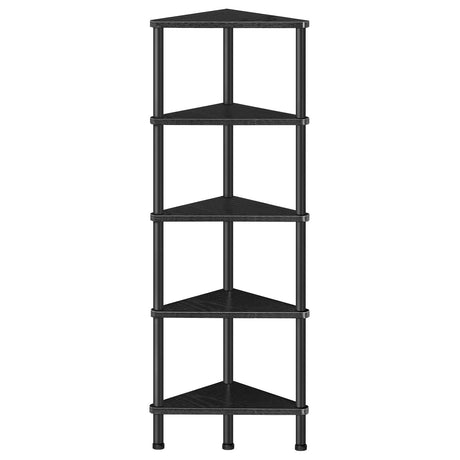 HOOBRO Corner Shelf Stand, Industrial 5-Tier Wall Corner Bookshelf with Metal Frame, Plant Corner Display Shelf, Corner Bookcase for Small Spaces, Bedroom, Living Room, Black BK33CJ01 HOOBRO