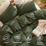 Bedsure 100% Muslin Cotton Duvet Cover King Size - Ultra-Soft, Breathable & Lightweight - Linen Like Gauze Comforter Cover Set with Button Closure and Corner Ties (Olive Green, King, 104"x90") Bedsure