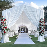 20ftx20ft White Backdrop Ceiling Drapes,4Panels 20ft Height Wrinkle Free Tent Draping Curtains, Fabric Drapery Ceiling Drapes for Wedding Ceremony Birthday Theme Parties with Rod Pocket Outpain