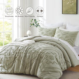 Oli Anderson Boho Tufted Comforter Set King Size, 3 Pcs Soft Jacquard Bedding Set for All Seasons, Shabby Chic Farmhouse Bedding Set with Comforters for All Seasons (Mist Sage, King) Oli Anderson