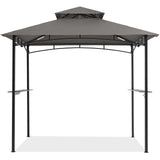 COOSHADE 8'x 5' Grill Gazebo Double Tiered Outdoor BBQ Gazebo Canopy with LED Light (Gray) COOSHADE