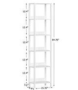 VIMBER 6 Tier Bookshelf with Anti-Fall Baffle, Tall 64.79" Bookcase with DIY Shelves, Industrial Book Shelf Storage Organizer, Display Free Standing Shelf Unit for Bedroom, Living Room, Office, White VIMBER