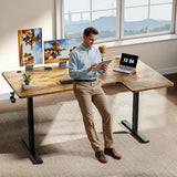 DeskShow L-Shaped Standing Desk - 55 Inch Adjustable Corner Desk, Electric Sit-Stand Computer Table with Memory Controller for Home Office DeskShow