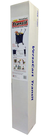 VersaCart Transit -The Original Patented Folding Shopping and Utility Cart, Water-Resistant Heavy-Duty Canvas with Cover, Double Front Swivel Wheels, Compact, Transport Up to 120 Pounds, Blue Versacart