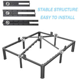 FUIOBYVV 10 Inch King Bed Frame with Rounded Corner and Headboard Hole Mattress Retainers 3500 LBS Metal Heavy Duty Steel Slats Support No Box Spring Needed Platform Noise Free Easy Assembly FUIOBYVV