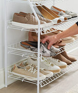 Rubbermaid 4-Tier Wire Shoe Rack, White, Simple Assemble, Storage Shelf for Organization in Bedroom/Closet Rubbermaid