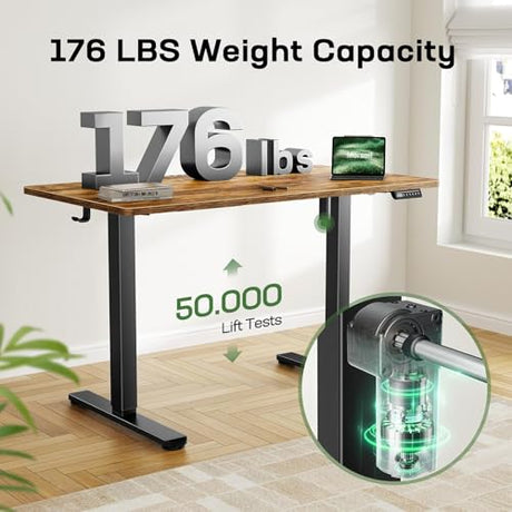 Electric Standing Desk with One-Piece Desktop,48 x 30 inch Height Adjustable Office Gaming Computer Desk with Tabletop, Home Office Stand up Desk with 4 Memory Presets, Table for Bedroom(2 Packages) Marsail