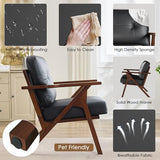 STHOUYN Black Leather Office Accent Chair Set of 2, Office Lounge Chair with Wooden Arms, Mid Century Modern Chair, Side Arm Chairs for Living Room, Comfy Guest Waiting Room Chairs (2, Black) STHOUYN