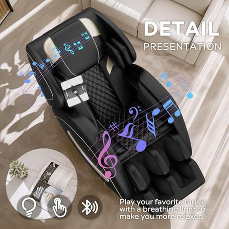2026 Massage Chair Full Body, Zero Gravity SL-Track Shiatsu Massage Recliner, with Zero Gravity, with Full Body Air Pressure, Heat, APP Control, 6 Fix Point Rollers, Airbags, Deep Yoga Stretch (Black) AYJOIR