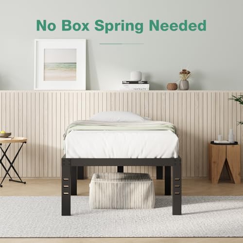 Novilla Twin Bed Frame, 14 Inch Metal Platform Bed Frame Twin Size with Storage Space Under Bed, Heavy Duty Steel Slat Support, Easy Assembly, No Box Spring Needed Novilla