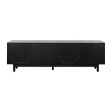 LUMISOL Modern TV Stand for 80"+ TV, 70" Wood Console with Arched Doors, Arch Entertainment Center with 2 Storage Cabinets, Adjustable Shelf for Living Room, Black LUMISOL