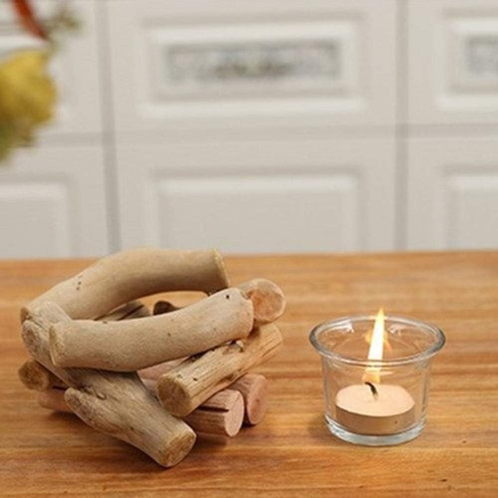Sziqiqi Handmade Wooden Tea Light Candle Holder with Glass Cup Rustic Country Coastal Style for Farmhouse Home Decoration Seaside Decor Holoday Wedding Decoration Pack of 2 Sziqiqi