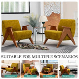 Home Accent Chair Mid Century Modern Accent Chair with Wood Frame, Lounge Upholstered Armchair, Reading Chair, Sturdy Base,For Living Room, Bedroom,Office,Comfy Guest Waiting Room Chairs,Yellow TXIWVER