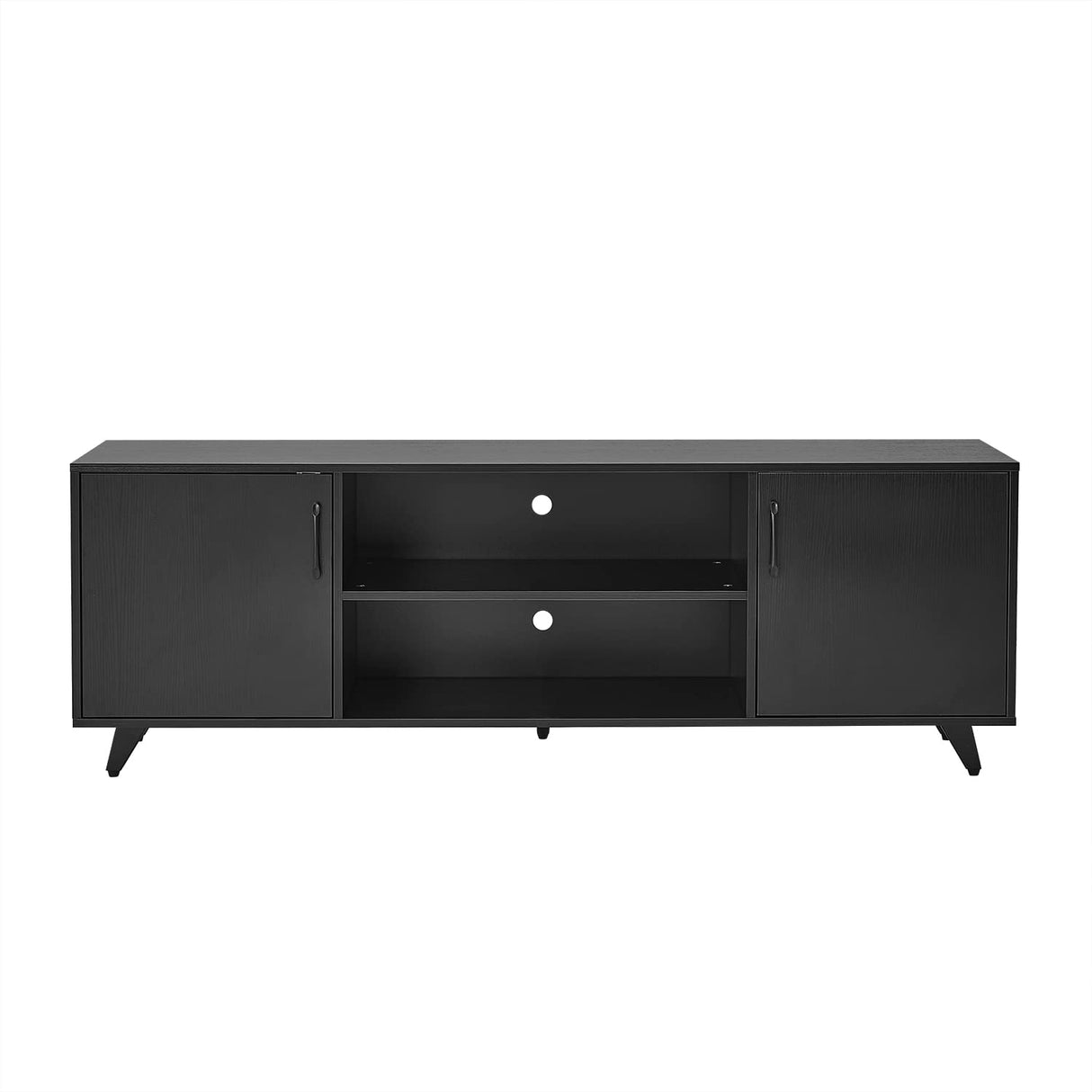 Panana TV Stand Television Stands TV Console Unit with Shelf and 2 Doors Storage Cabinets for Living Room Bedroom for TVs up to 70 Inches (Black, 62.99 inch) Panana