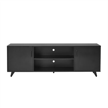 Panana TV Stand Television Stands TV Console Unit with Shelf and 2 Doors Storage Cabinets for Living Room Bedroom for TVs up to 70 Inches (Black, 62.99 inch)