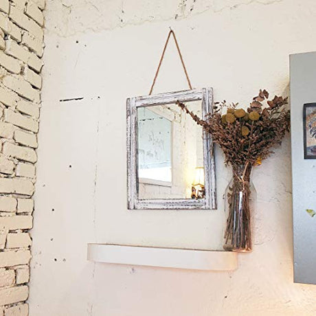 AAZZKANG Wood Mirror with Frame Rustic Wall Mirror Rectangle Decorative Farmhouse Bedroom Bathroom Hanging Mirror Home Wall Decor AAZZKANG