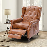 B BAIJIAWEI Massage Recliner Wingback Chair with Heat, Tufted Fabric Armchair, Push Back Recliner with Remote Control, Adjustable Backrest & Heating Function for Living Room (Pu Brown) B BAIJIAWEI