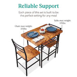 Best Choice Products 3-Piece Modern Dining Set, Space Saving Dinette for Kitchen, Dining Room, Small Space w/Steel Frame, Built-in Storage Rack - Medium Brown/Black Best Choice Products