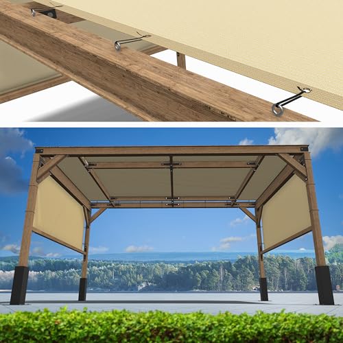 ShadeMart 5' x 18' Beige Pergola Sun Shade Canopy Replacement Cover UPF50, Commercial Grade 260 GSM Cloth for Outdoor Patio, Garden, Deck, Backyard (We Make Custom Size) ShadeMart