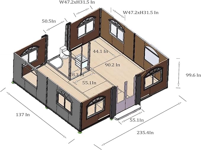 Tiny Expandable Prefab Container House 19x20ft, Mobile Portable Prefab House with Facility of Bedroom, Bathroom/Toilet, Kitchen, Suitable for Home, Workshop, Hotel, Office, Villa, Warehouse - WoodArtSupply