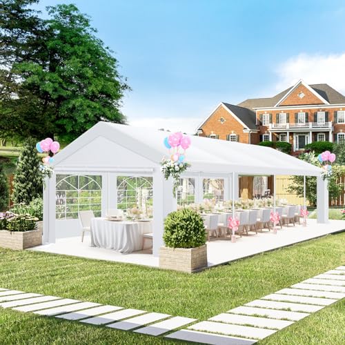 COBIZI 10x30 FT Party Tent Heavy Duty, Large Outdoor Wedding Tents for Parties with 8 Sidewalls & Built-in Sandbags,Waterproof Event Canopy Gazebo Commercial Tent for Carport,Camping,Patio,Windproof COBIZI