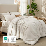 Bedsure Full Comforter Set Beige - Bed in a Bag Full Size Bedding 7 Pieces, Cationic Dyed Bed Set Gift for Family, Beige Soft Bedding for All Seasons Comforter with Sheets, Pillowcases & Shams Bedsure