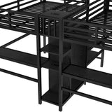 Harper & Bright Designs Double Loft Bed Twin Size with Desk and Wardrobe for 2, Heavy Duty Metal Loft Bed Frame with Storage Shelf and Electrical Outlet, Black Harper & Bright Designs