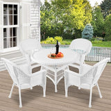 Jeco 5 Piece Wicker Outdoor Dining Set, White Jeco