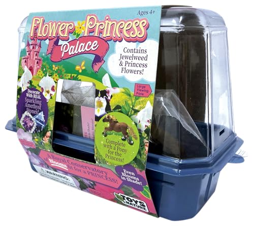 Grow Your Own Flower Princess Palace Terrarium Starter Kit - Blooming Jewelweed & Princess Flowers, Includes Pony, Royal Gems & Complete Supplies to Start Growing in a Week TOYS BY NATURE
