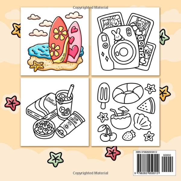Cozy Girl Summer Vibes Coloring Book: Bold and Easy Designs for Adults and Teens. Simple, Cute Illustrations with Thick Lines | For Stress Relief & Relaxation (Cozy Girl Series) WoodArtSupply