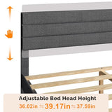 VINGLI Full Bed Frame with Headboard,Upholstered Platform Bed with Adjustable Headboard,Heavy Duty Slats Support,Mid Century Modern,Noise Free, No Box Spring Needed, Dark Gray VINGLI