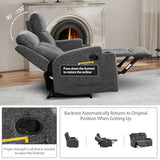 CANMOV Manual Recliner Sofa Set, Fabric Home Theater Seating with Side Pockets and Cup Holders, 2 Seat Reclining Couch for Living Room, Office, Dark Grey