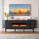 Decofy 70″ Fluted Fireplace TV Stand for 80″ TVs, Remote & Touch Control, Adjustable Flame Colors & Temperature Entertainment Center with Storage, Modern Media TV Console Table for Living Room (Black) Decofy