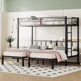 Twin Size Bunk Bed, Metal Triple Bed, Twin XL Bunk Beds for 3, Detachable Triple Bunk Bed for Kids & Teens, Black Bellemave
