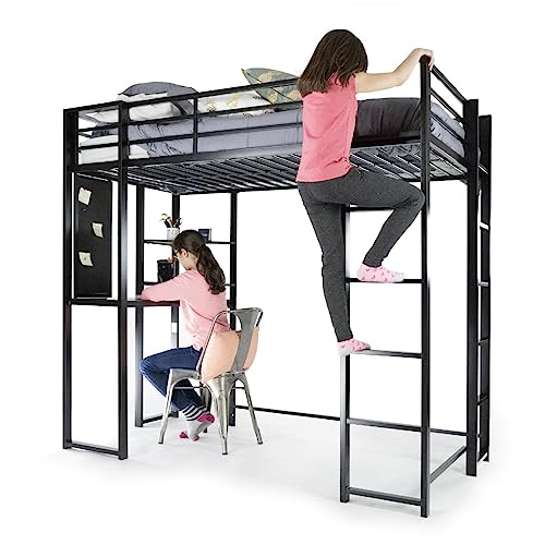 DHP Abode Full Size Metal Loft Bed, Black DHP