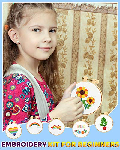 Pllieay 10 PCS Cross Stitch Kits for Beginners, Embroidery Beginner Kits for Kids 7-13, Include Instructions, Cross Stitch Kits with Pattern, Needlepoint Kits for Embroidery Projects