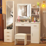 Greenvelly Makeup Vanity with lights and 2 Mirror, White Vanity Table with 3 Lighting Modes and Stool Set, Large Dressing Table with Drawers, Vanity Desk for Women and Girl Greenvelly