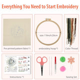 JOINRUN Embroidery Kit for Beginners Adults, Cross Stitch Kits, Includes Embroidery Patterns, Color Threads, Full Range Accessories, Easy to Follow Instruction and Video (Flower)