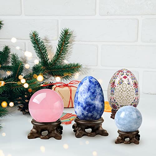 15 Pcs Mini Wooden Crystal Sphere Stands, Wooden Display Stand Crystal Ball Stand Globe Gem Base Hollow Quartz Ball Orb Holder Egg Base Wood Stand Decor Display, 0.8 Inch, 1.18 Inch, 1.57 Inc - WoodArtSupply