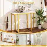 Giantex 42" Console Table, Modern Faux Marble Entryway Table with Geometric Metal Frame, Anti Slip Foot Pads, Narrow Long Sofa Table Behind Couch for Living Room, Hallway, Foyer, Entrance (White) Giantex
