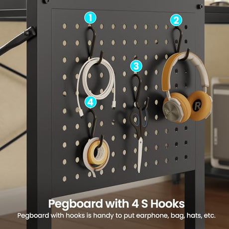 SEDETA 67" U Shaped Desk with 4 Fabric Drawers, Reversible Corner Computer Desk with Power Outlet & CPU Shelf, L Shaped Office Desk with Pegboard for Home Office, Black SEDETA