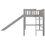 Bellemave Twin Size Loft Bed with Ladder & Slide, Toddler Loftbeds with Safety Rails,Wood Twin Low Loft Bed with Storage Space for Kids Toddler (Gray) Bellemave