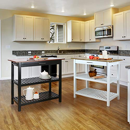 Casual Home Solid Hardwood Top, Natural/White, 40" W (373-91) Kitchen Island, Natural&White Casual Home