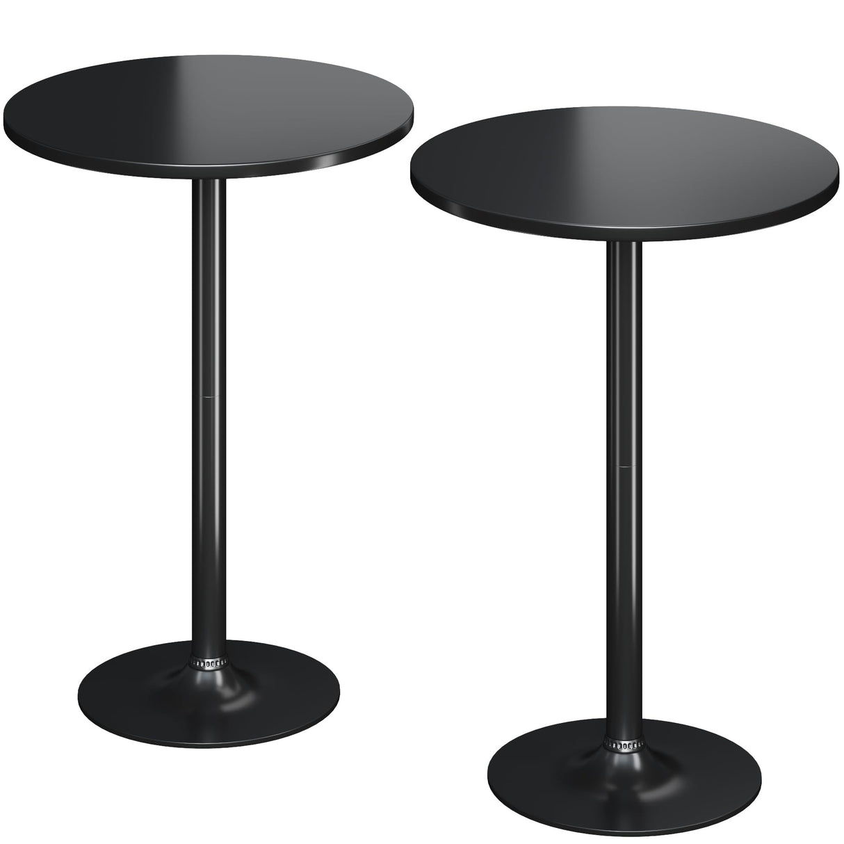 Flamaker Round Bistro Pub Table 2 Pack Modern Style Metal Base MDF Top Cocktail Bar Table Counter Bar Height for Pub, Dining Room, Party (Black) Flamaker