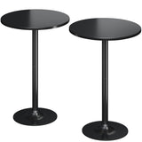 Flamaker Round Bistro Pub Table 2 Pack Modern Style Metal Base MDF Top Cocktail Bar Table Counter Bar Height for Pub, Dining Room, Party (Black) Flamaker