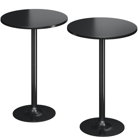 Flamaker Round Bistro Pub Table 2 Pack Modern Style Metal Base MDF Top Cocktail Bar Table Counter Bar Height for Pub, Dining Room, Party (Black) Flamaker