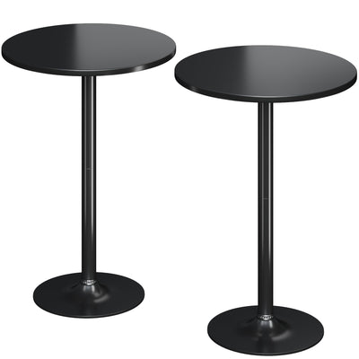 Flamaker Round Bistro Pub Table 2 Pack Modern Style Metal Base MDF Top Cocktail Bar Table Counter Bar Height for Pub, Dining Room, Party (Black)