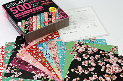 Origami Paper 500 sheets Cherry Blossoms 6" (15 cm): Tuttle Origami Paper: Double-Sided Origami Sheets Printed with 12 Different Patterns (Instructions for 6 Projects Included) - WoodArtSupply