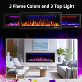 Rodalflame 74" WiFi-Enabled Electric Fireplace Insert, APP Smart Control, Wall Mounted&Recessed Linear Fireplace Heater with Thermostat, Flame&Top Lights, Log&Crystal, Timer RODALFLAME