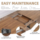 STHOUYN 63”-79” Extendable Dining Room Table, Modern Farmhouse Wooden Kitchen Table, Long Expandable Dining Table for 6 8 10, Large Expanding Tables Conference Tables (Walnut Brown) STHOUYN